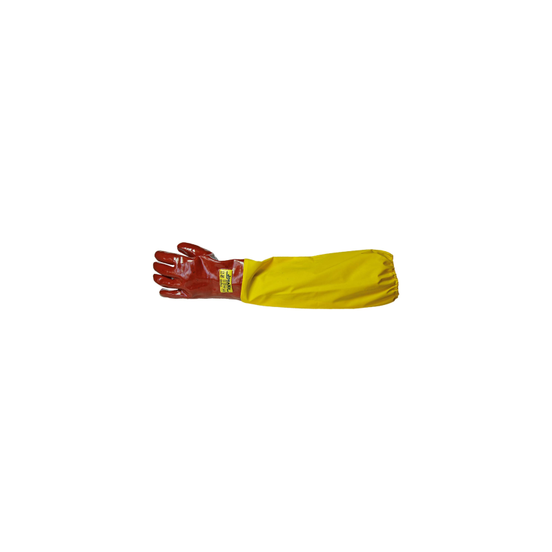 GUANTI PVC ROSSO CON MANICH.GIALLA 60 CM