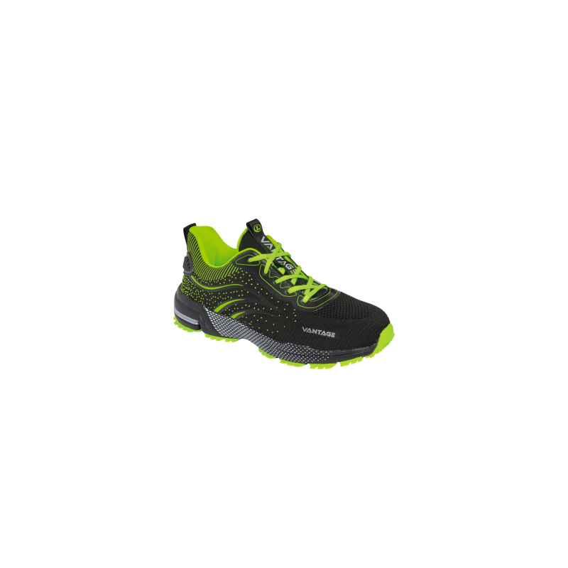 SCARPA BASSA TESSUTO NERA VERDE S1PL