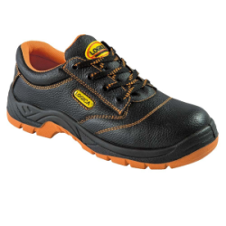 SCARPA BASSA PELLE NERA LAM.TESSILE S3