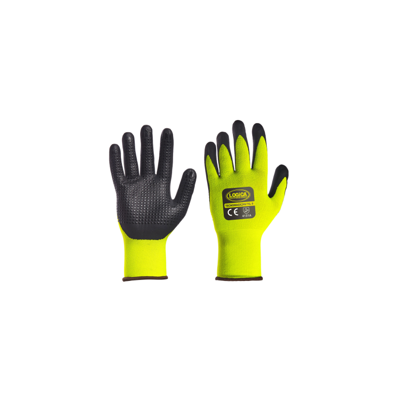 GUANTO GIALLO FLUO NITRILE NERO D/AREATO